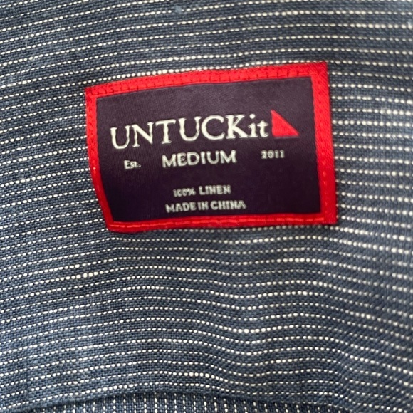 UNTUCKit Wrinkle-Resistant Linen Short-Sleeve Cameron Shirt Blue Size Medium - Picture 6 of 11